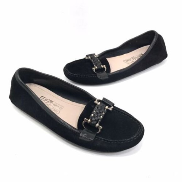 Salvatore Ferragamo Womens Suede Lubiana Driving Loafers Gancini Ornament Size 6